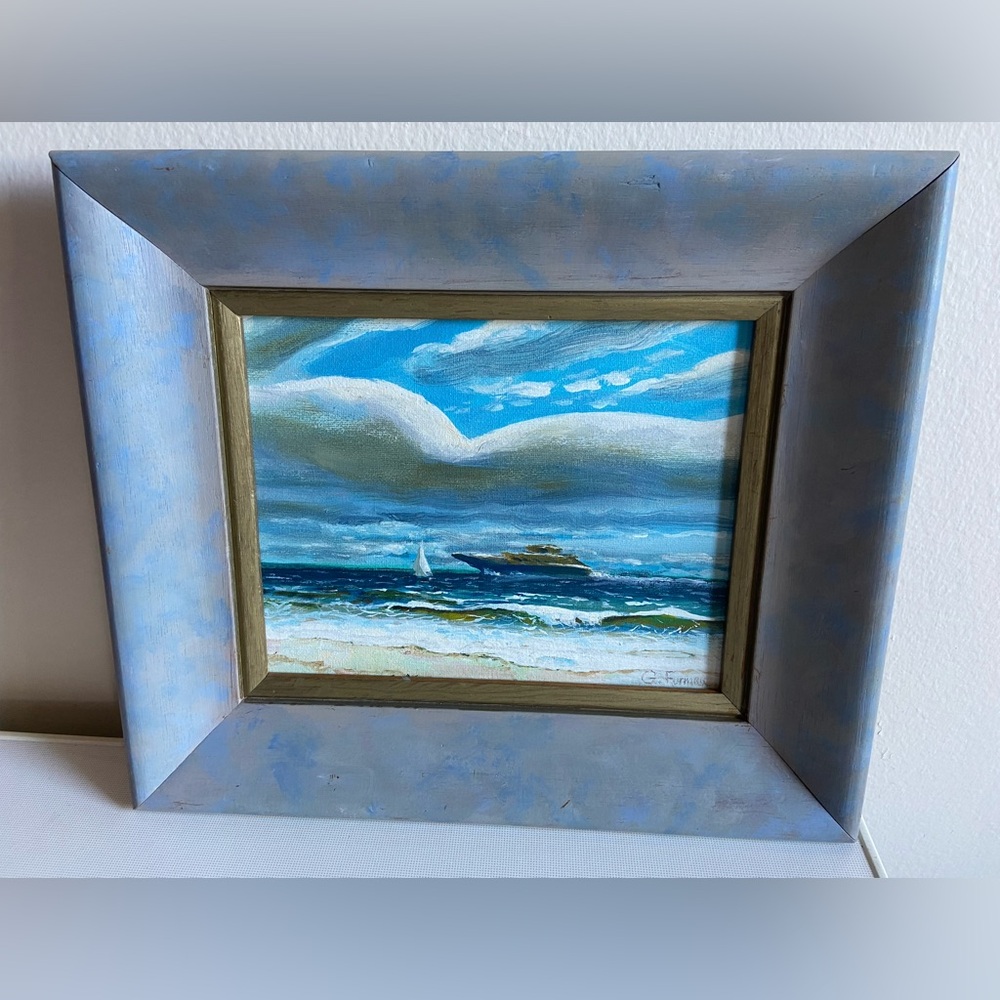 G. Furman (20c) Framed Ocean Landscape Oil on canvas Painting